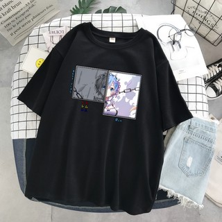 Áo thun tay ngắn in hình anime Rem Re Zero phong cách Harajuku Nhật Bản cho nữ