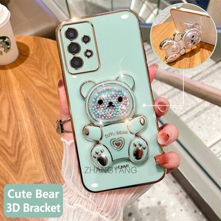 ốp lưng samsung a32 a52 a72 Ốp Điện Thoại tpu Dẻo Mạ Màu 3D In Hình Gấu Nhỏ Đáng Yêu Có Giá Đỡ Cho samsung a32 a52 a72