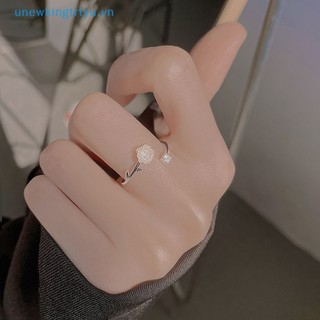 Unewtyu Vintage Hoa Hồng Hoa Camellia Nhẫn Nữ Phong Cách Hàn Quốc Mở Đầu Có Thể Điều Chỉnh Thời Trang Nhẫn Cưới Đính Hôn Dự Tiệc Trang Sức VN