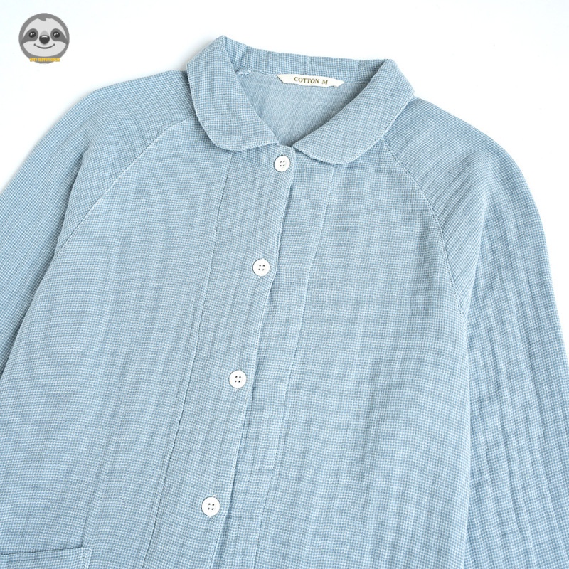 Bộ Đồ Ngủ Bốn Lớp Bằng cotton Dày Siêu Mềm Thoải Mái Phong Cách muji Phong Cách Nhật Bản / Mây Dài Tay