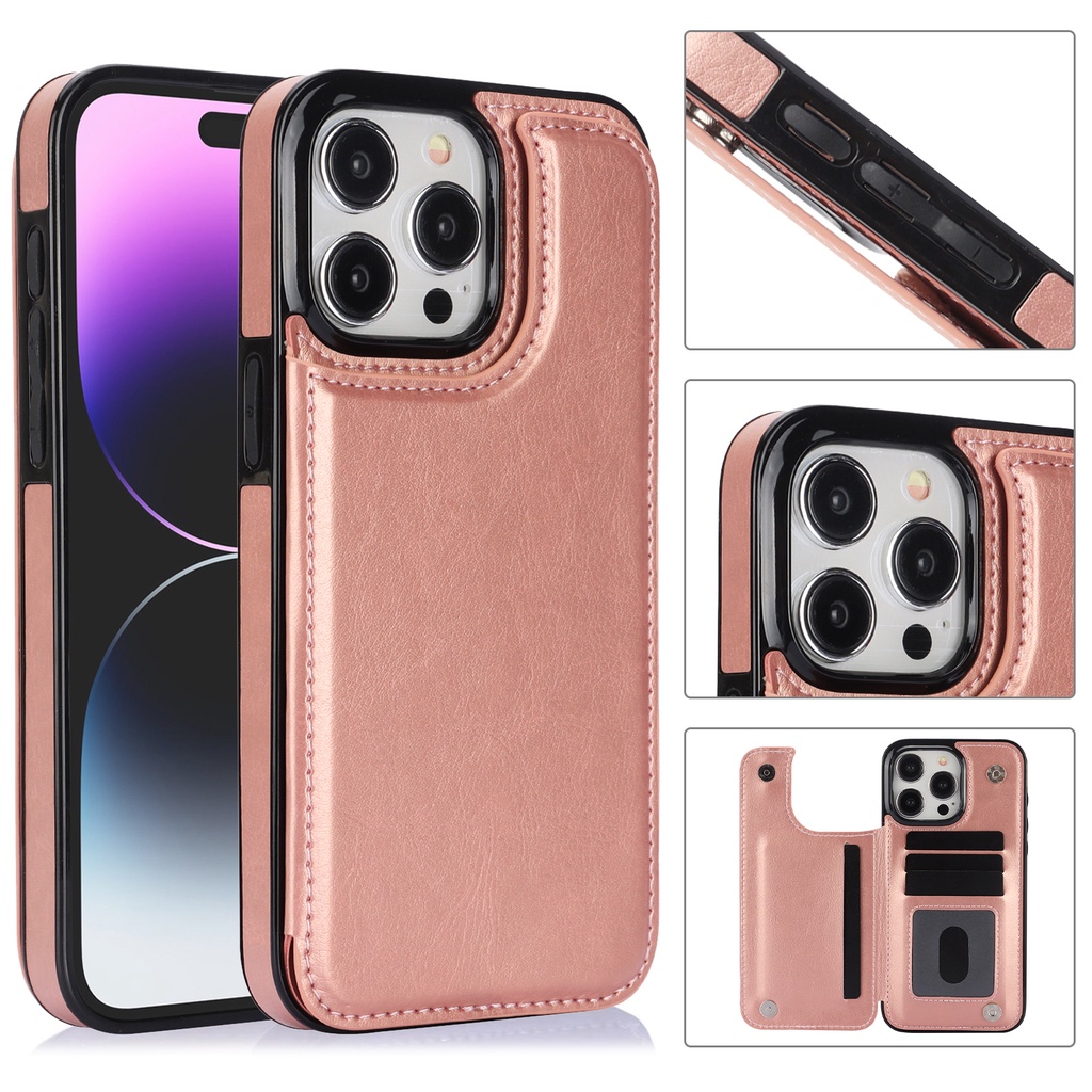 Ốp Điện Thoại Da PU Lật Cho IPhone 13 12 Mini 16 15 14 Plus 11 Pro Max XS Ví Có Giá Đỡ Thẻ Vỏ Chống Sốc