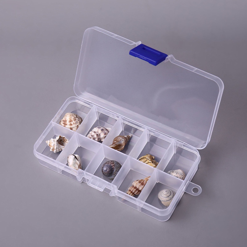 Clear Plastic Storage Box 10 Compartment with Sealing Lid Container for Case