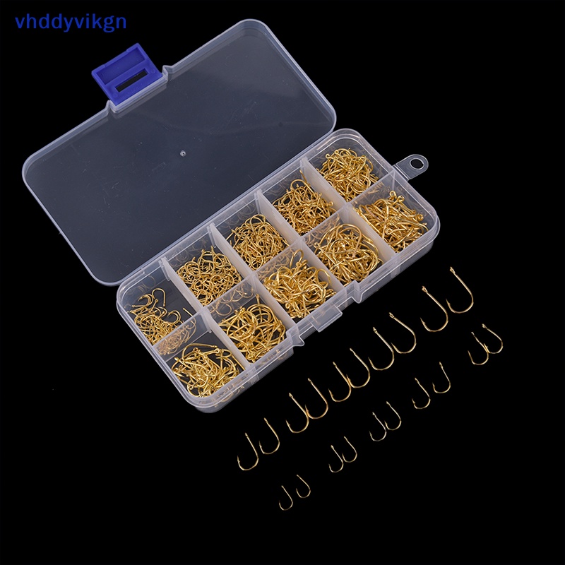 Bộ 500 Cái / Bộ 500 Cái / Bộ vhdd #3~#12 Lưỡi Câu Cá Bằng Thép carbon Màu Vàng Kèm Hộp Đựng Vn vn vn