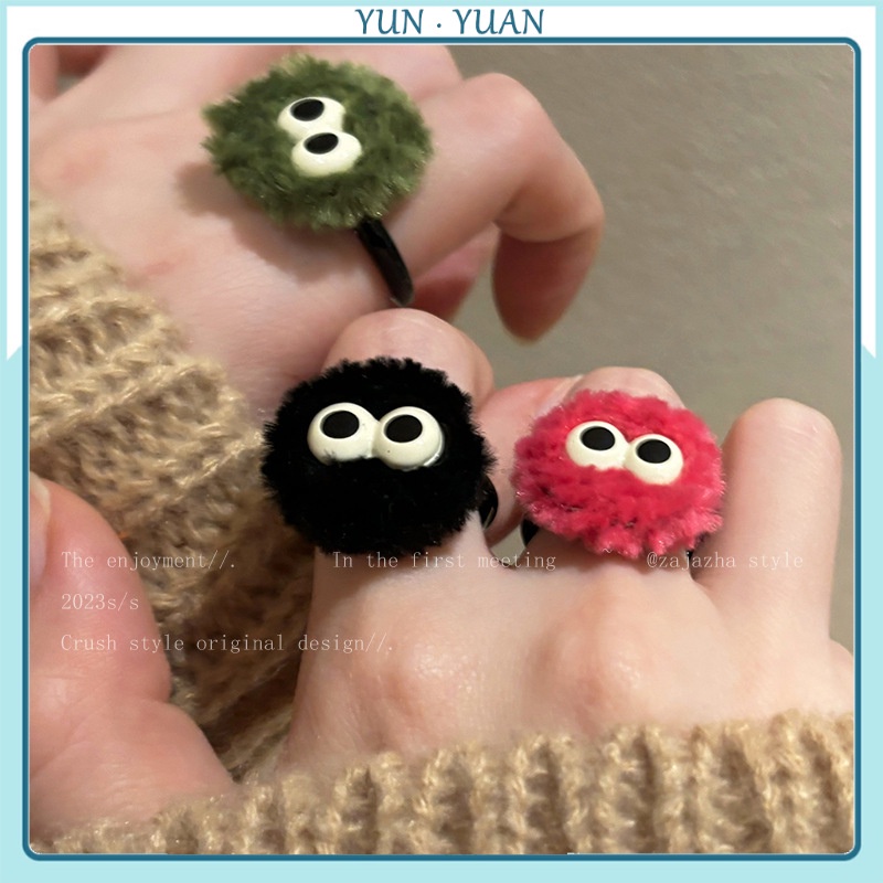 [yunyuan] Nhẫn Bông Đeo Ngón Trỏ Hoạt Hình Vui Nhộn Thời Trang Thu Đông Cho Nữ