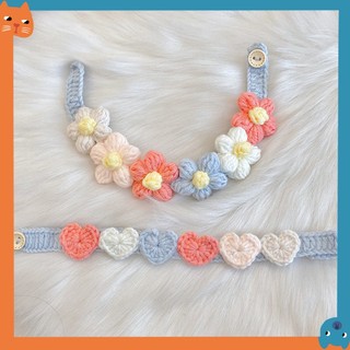 Chó Mèo Handmade Len Dệt Khăn Tình Yêu Hoa Nơ Trang Sức Dễ Thương Cổ Thú Cưng Trang Trí