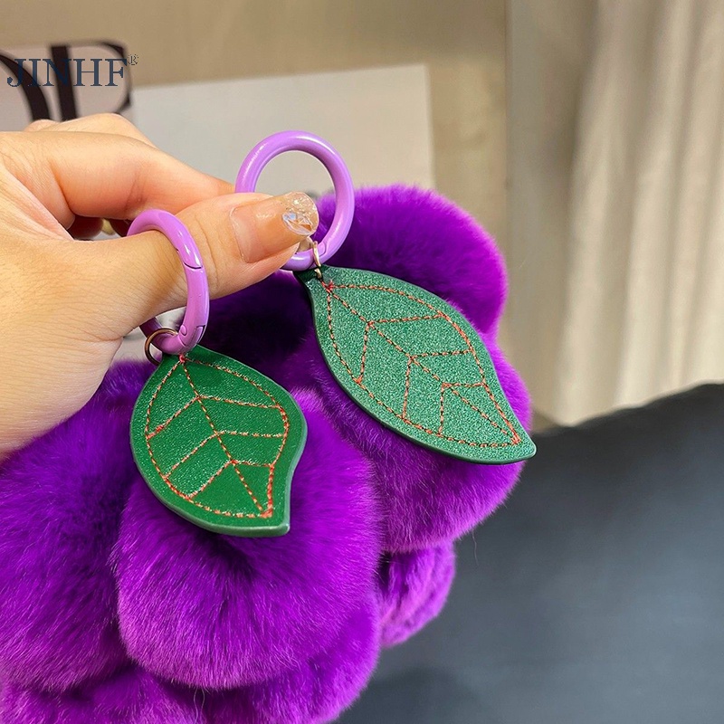 Jim Móc Khóa Hình Chùm Nho Pompom Lông Thỏ Mềm Mại