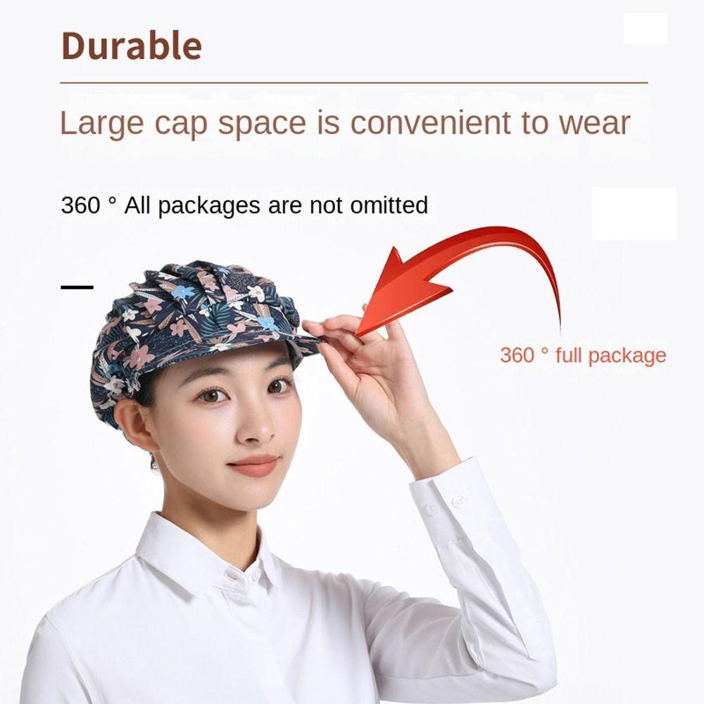 Mũ đầu bếp SUNKISSD, Mũ làm việc bằng vải Cotton chống bụi, Phụ nữ thực phẩm In vải Nấu ăn Mũ vệ sinh Nhà hàng khách sạn