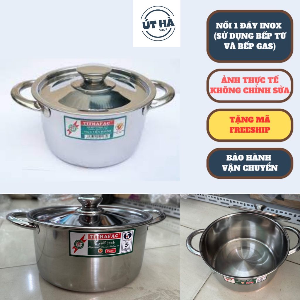 🍲 Nồi Inox Tithafac Dày Dặn Sáng Bóng Inox 430 🔥 Dùng Được Bếp Từ | Nồi Nấu Ăn Gia Đình Đủ Size | BigBuy360 - bigbuy360.vn