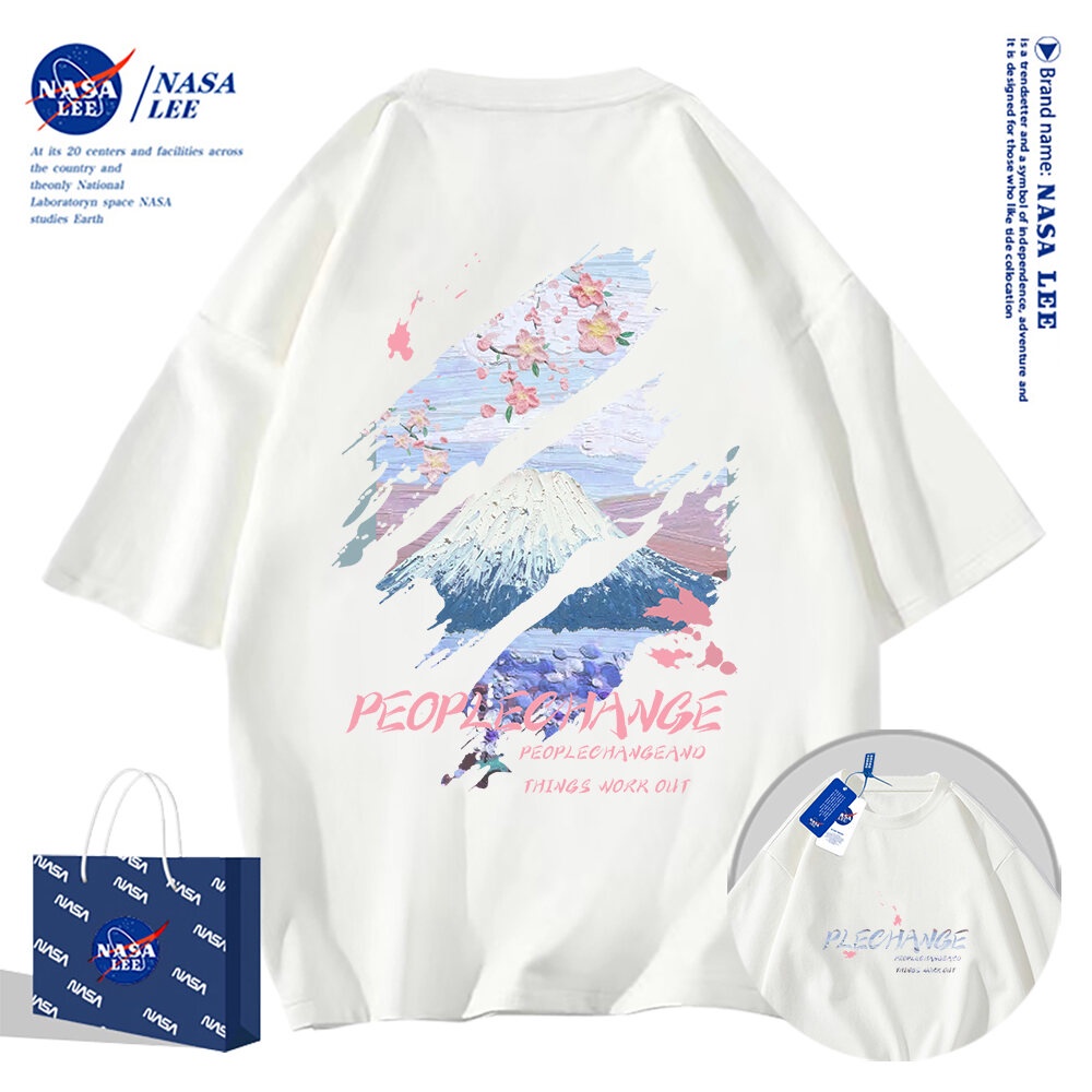 🔥Hàng có sẵn🔥Nasa Đồng Thương Hiệu Dạo Phố Mặc Áo Thun Ngắn Tay Nam Mùa Hè 2024 Phong Cách Mới Cotton Nguyên Chất Rời Thường Ngày Thanh Niên Sinh Viên