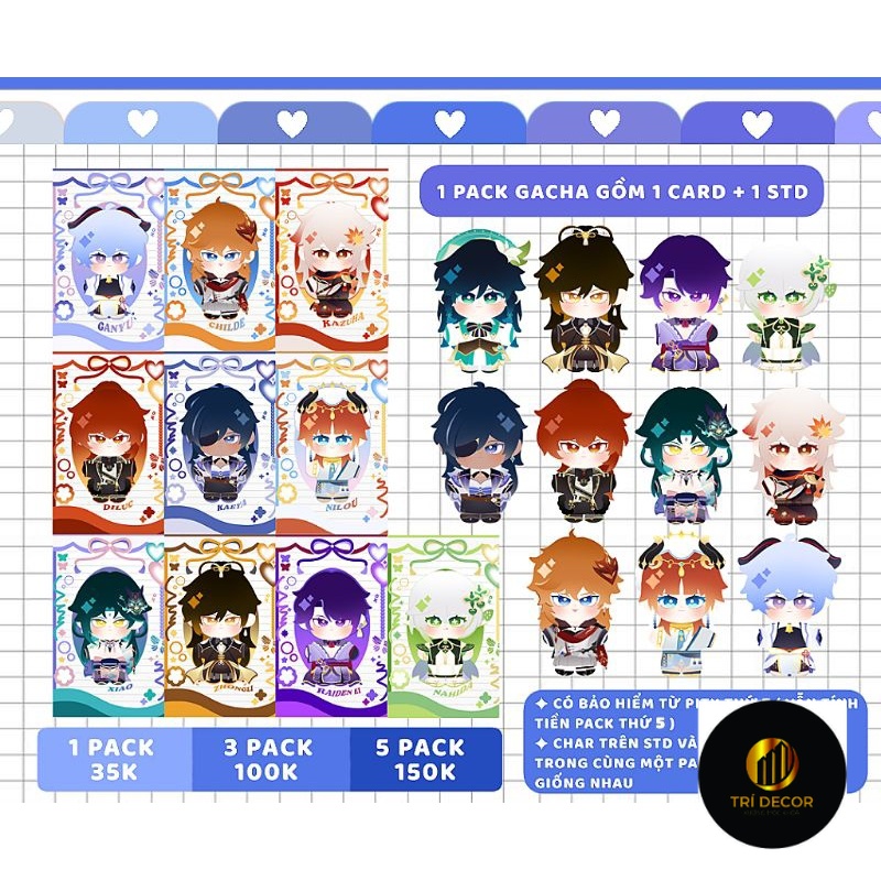 [ PACK GACHA GIBI ] STD GENSHIN IMPACT 3CM KÈM CARD | Shopee Việt Nam