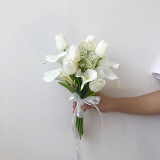 Bó hoa cô dâu Hàn Quốc, hoa loa kèn và hoa tulip mô phỏng cao, chụp ảnh cưới