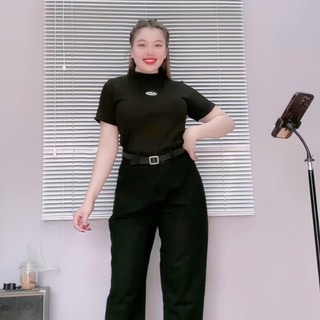 Áo thun tay ngắn cổ trụ bigsize nữ dáng vừa ôm tôn dáng đơn sắc gân tăm basic dễ mặc thoải mái G234