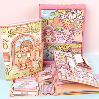 Little Mochi Quiet Book Organ Book Cut-Free Ba Chiều Dán Bé Gái Trẻ Em Chất Liệu Handmade Cảnh Dán