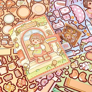 Little Mochi Quiet Book Organ Book Cut-Free Ba Chiều Dán Bé Gái Trẻ Em Chất Liệu Handmade Cảnh Dán