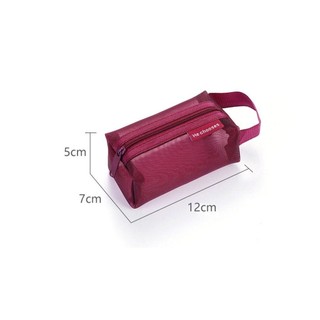 [Giao hàng từ Việt Nam] Ví đựng tiền xu có dây kéo Mini NOOKSTORY, Túi đựng lưới vuông thoáng khí dung tích lớn, Túi đựng mỹ phẩm nhẹ di động