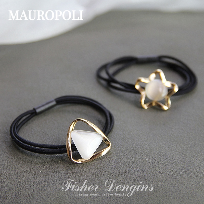Mauropoli [Sẵn Sàng] Dây Đá Opal Hình Học Rỗng Nữ ins Nhật Bản Hàn Quốc Mũ Đội Đầu Đơn Giản Tính Khí Mùa Hè Dây Cao Su Dây Buộc Tóc