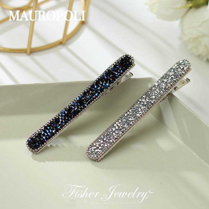 Mauropoli [Sẵn sàng] Kẹp tóc kim cương giả nữ Dongdaemun Hàn Quốc Cọc đơn giản Chuỗi hạt kim cương Phụ kiện tóc Nổ Clip mỏ vịt Kẹp bên