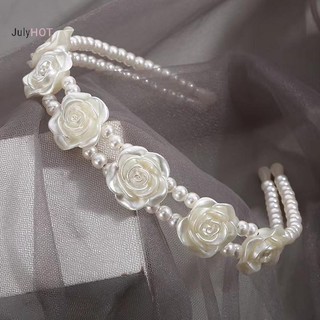 Julyhot Ngọc Trai Trắng Lớn Thanh Lịch Dành Cho Nữ Cô Gái Đơn Giản Trắng Hoa Hồng Băng Đô Quấn Tóc Sóng Retro Hairhoop Mũ Đội Đầu Phụ Kiện Massivedeals