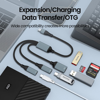 Bộ chia cáp HUB cổng kép 60W USB / Type C sang 3 OTG cho máy tính bảng Bộ chuyển đổi Android