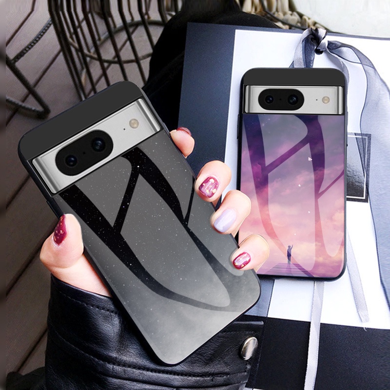 Ốp Điện Thoại Kính Cường Lực Góc Mềm Hình Bầu Trời Đầy Sao Màu gradient google pixel 8 7 6 pro 7a 6a