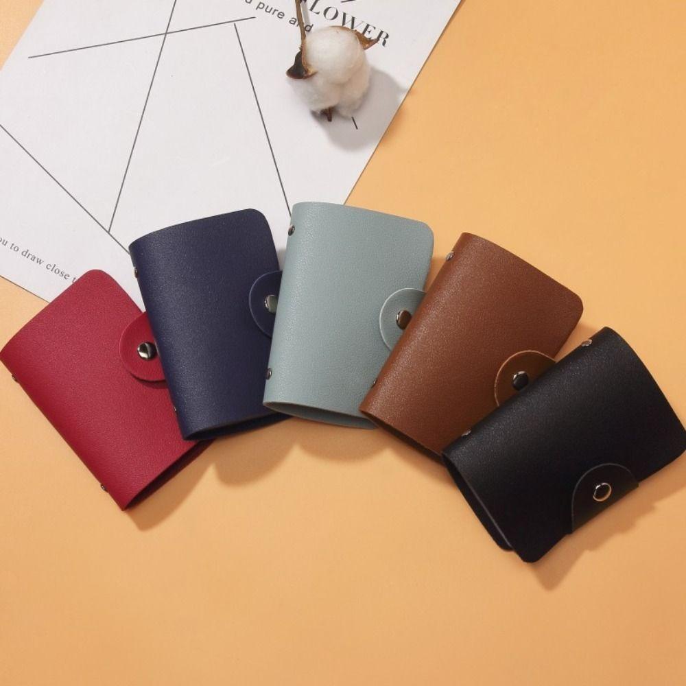 Túi SHUPUN, Túi đựng thẻ PU 24 khe, Hộp đựng thẻ bằng da đơn giản màu trơn di động Hộp đựng thẻ ID tín dụng