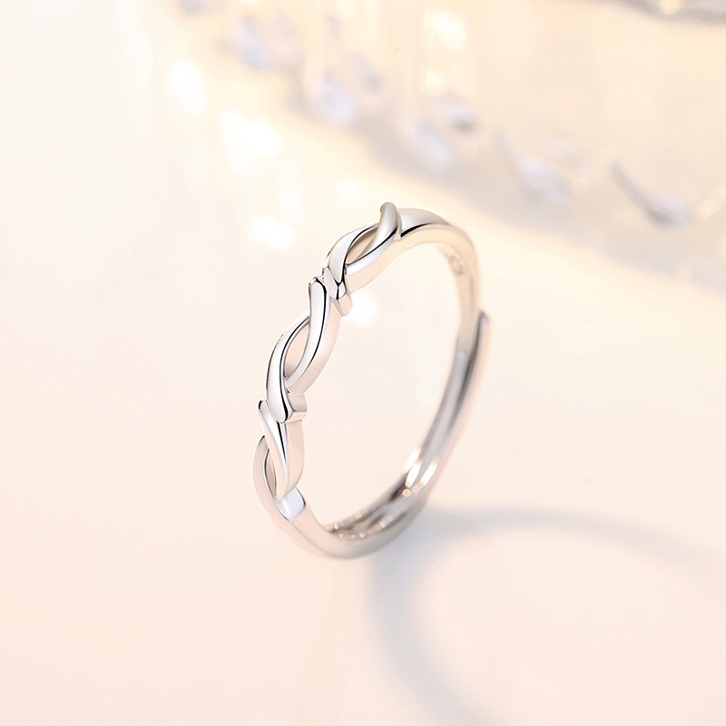 Nhẫn Cặp Mạ Bạc 925 Dạng Mở Có Thể Điều Chỉnh Kích Cỡ Thời Trang Cho Cặp Đôi