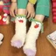 Vớ Nhung San Hô Dày Giữ Ấm Họa Tiết Hoạt Hình 3d Vui Nhộn Cho Bé Gái