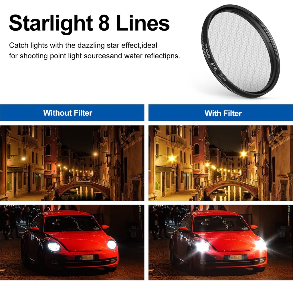 Ảnh Bộ lọc ống kính máy ảnh điện thoại Fonken 52mm 8 dòng + kẹp cpl starlight thông dụng có thể điều chỉnh 3
