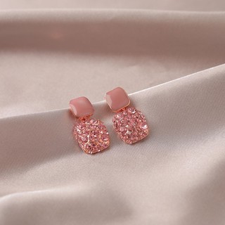 Pink block Khuyên Tai Đính Đá Phong Cách Hàn Quốc 2023 Thời Trang Cho Nữ