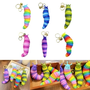 SA Mặt dây chuyền túi động vật hoạt hình dễ thương có móc khóa sâu bướm đầy màu sắc