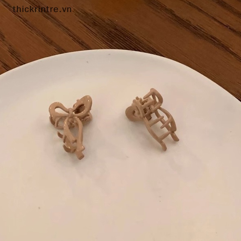 THI Phong Cách Hàn Quốc Màu Trơn Nơ Thiết Kế Hợp Kim Vuốt Tóc Hợp Thời Trang Barrettes Kẹp Bên Cô Gái Phụ Kiện Tóc Mũ Đội Đầu VN