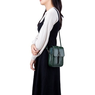Túi Đeo Chéo Da Thật Khóa Kéo Đôi Dành Cho Nữ