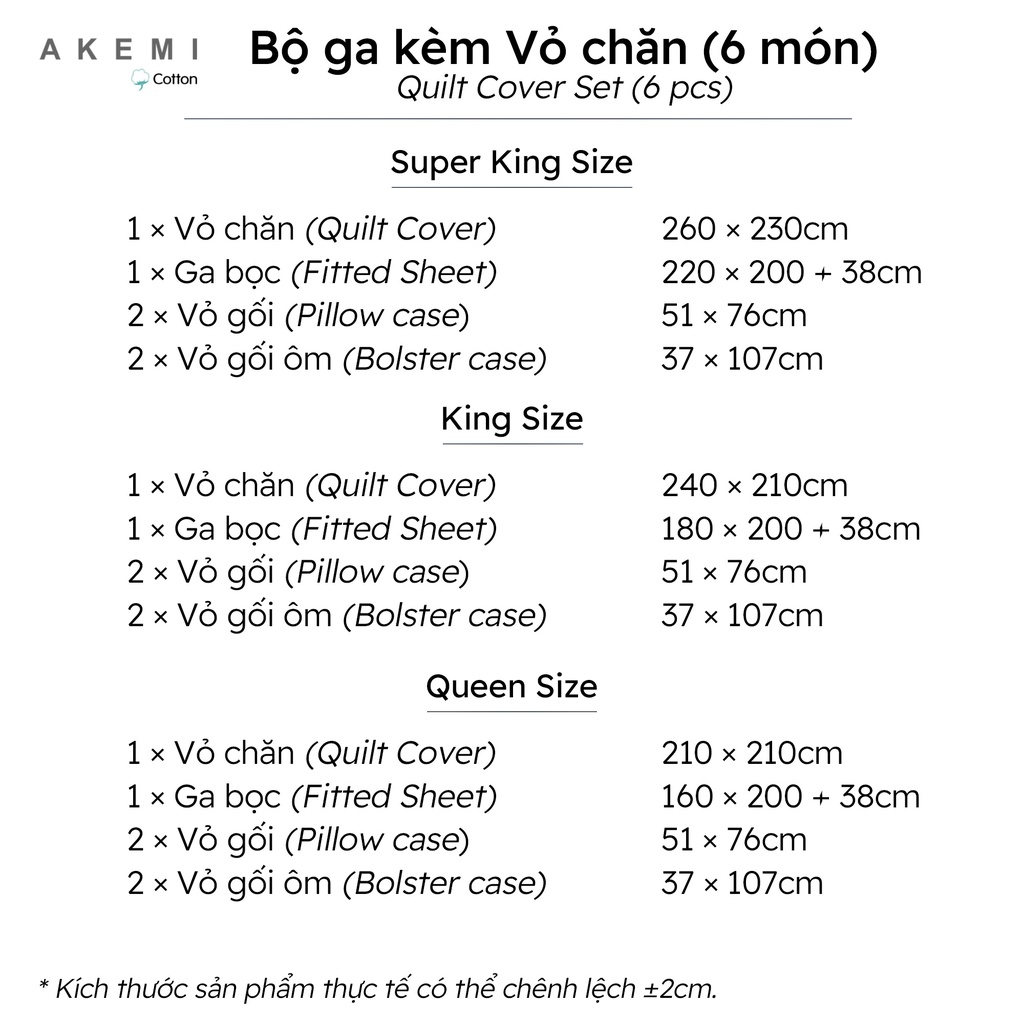 Mô tả Bộ Ga kèm Vỏ chăn Akemi Cotton Select Affinity v2, gồm 6 món (King/Queen) - 1