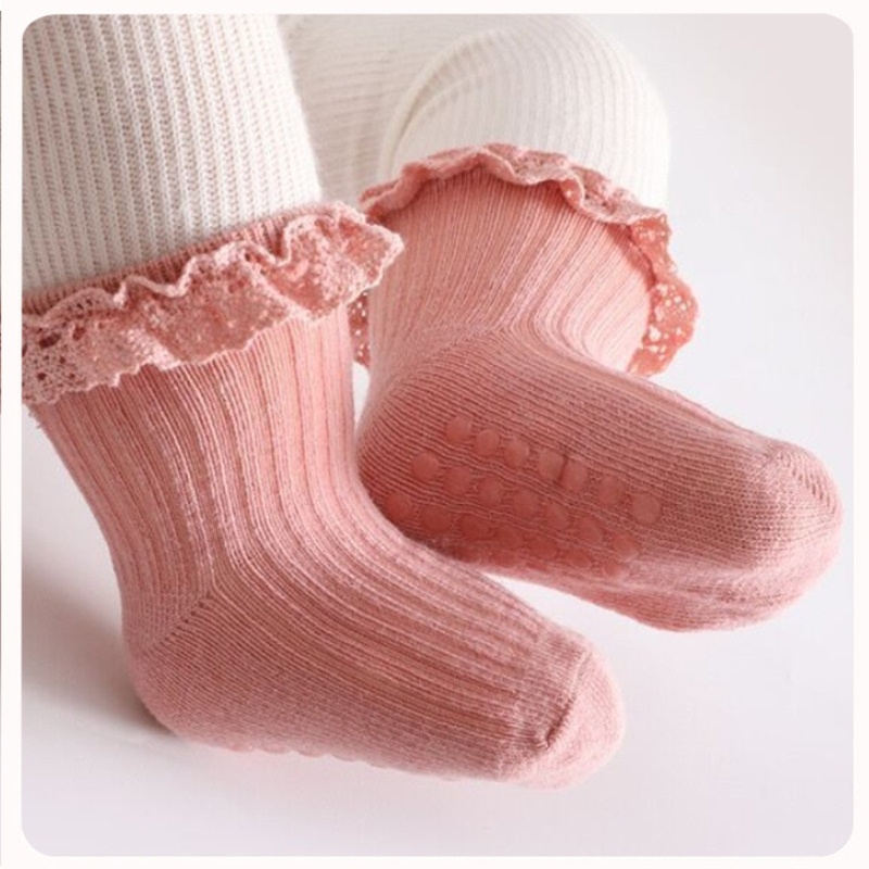 Sela 0-6 Tháng Cho Bé Tất Cotton Công Chúa Bé Gái Xù Ren Mắt Cá Chân Tất Chắc Chắn Tay Cầm Ngắn Chân Tất Cho Wearin Hàng Ngày