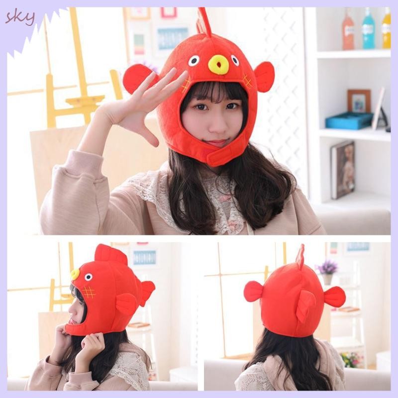 Halloween Funny Cartoon Puffer Fish Plush Hat Stuffed Toy Headgear Cosplay Props