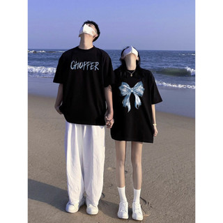 HIIXIIVI Áo thun unisex cotton tay ngắn, cổ tròn, in độc đáo, form baggy rộng