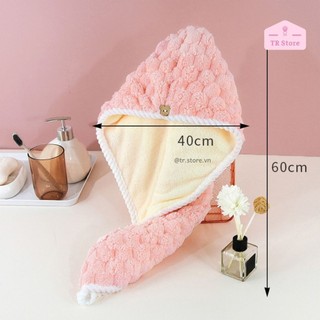 Khăn Quấn Tóc Siêu Thấm Hút Hỗ Trợ Ráo Nước Nhanh Khô Sau Khi Gội Dệt Lông Cừu Dày 2 Lớp 25*60cm