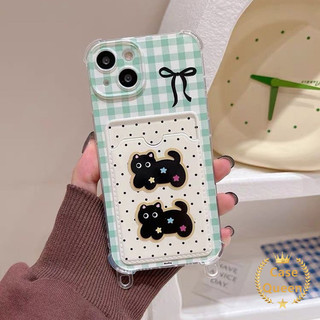 Ốp Lưng Tương Thích Cho IPhone 15 16 11 13 12 14 Pro Max 11 7 8 6s 16 Plus XR 7Plus XS X Max SE 2022 Dễ Thương Balck Mèo Nhiều Màu Sắc Ngôi Sao Dây Sang Trọng Ví Khe Cắm Thẻ Bìa Mềm