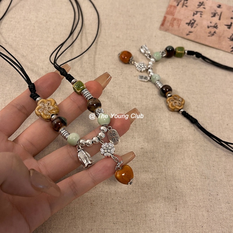 ❀❀Fine Vòng cổ Dân Tộc bohemian Đính Hạt Gốm Có Thể Điều Chỉnh