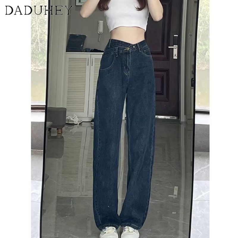 Ảnh Quần jean DADUHEY lưng cao ống rộng phong cách đường phố Mỹ cổ điển cao cấp cỡ lớn 4