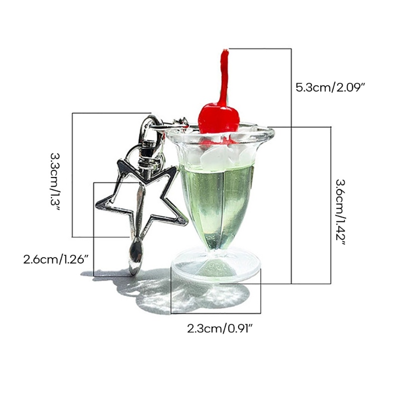 King Móc Khóa Hình Ly Kem / cherry Dễ Thương Dùng Trang Trí Túi Xách / Xe Hơi