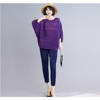 Áo Thun Búp Bê miyake Xếp Ly Tay Rộng Thời Trang Mùa Hè 2023 Phong Cách Mới Dành Cho Bạn Nữ