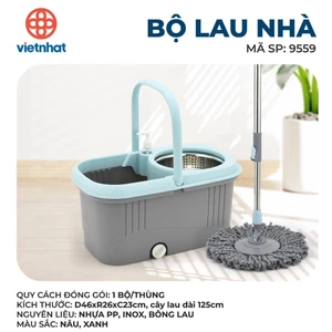 bộ lau nhà cao cấp có bánh xe No 9559 aladanh-net-vn tặng kèm bông lau