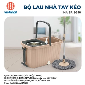 Bộ lau nhà xoay 360 độ, chiếu cao linh hoạt ,di chuyển thuận tiện, bông lau sợi nhỏ làm sạch nhanh aladanh-net-vn