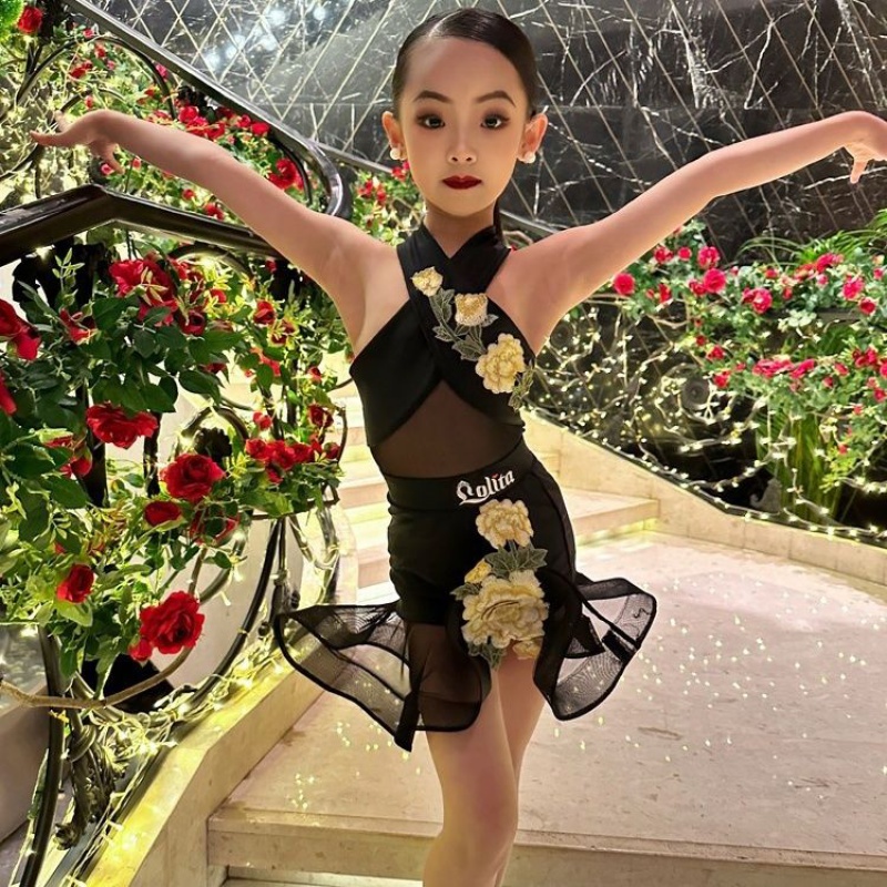💕Chỗ💕 Trẻ Em Quần Áo Khiêu Vũ Latin Chuyên Nghiệp Thời Cho Bé Gái 3 Đến 15 Tuổi Váy Khiêu Vũ Latin Xinh Xắn Trang Phục Biểu Diễn
