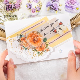 Jianwu 50mm * 200cm Cuộc Họp Biển Hoa Series Vintage Vật Liệu Thực Vật Trang Trí Băng PET Sáng Tạo DIY Tạp Chí Cắt Dán Văn Phòng Phẩm