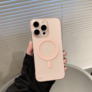 Dành Cho IPhone 15 ProMax 14 15 Plus 13 12 Pro Max Ốp Điện Thoại Không Khung Siêu Mỏng Có Bảo Vệ Ống Kính Matte Bán Trong Suốt Nhựa Hút Từ Tính Vỏ Điện Thoại T09