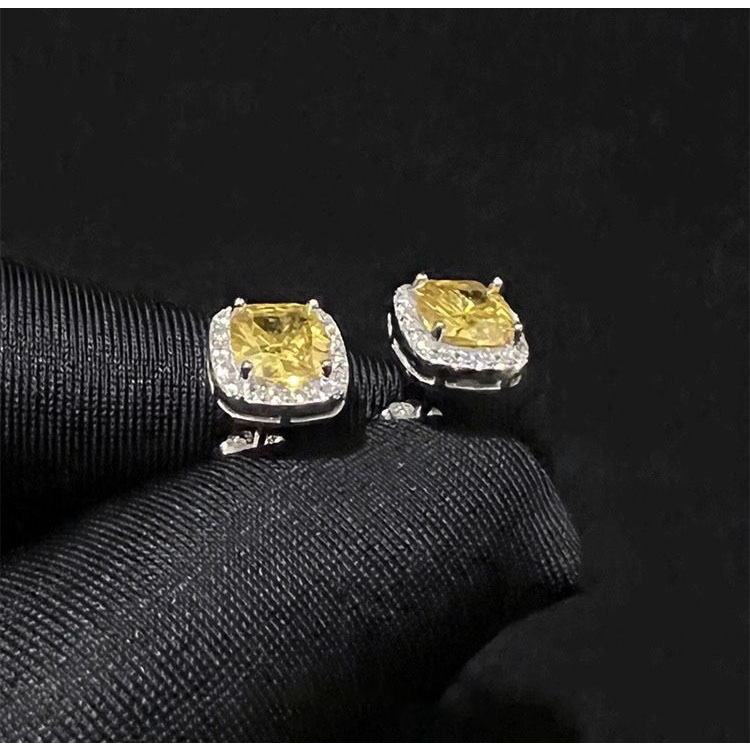 S925 Bạc vàng kim cương stud bông tai cho nam giới thời trang và đơn giản