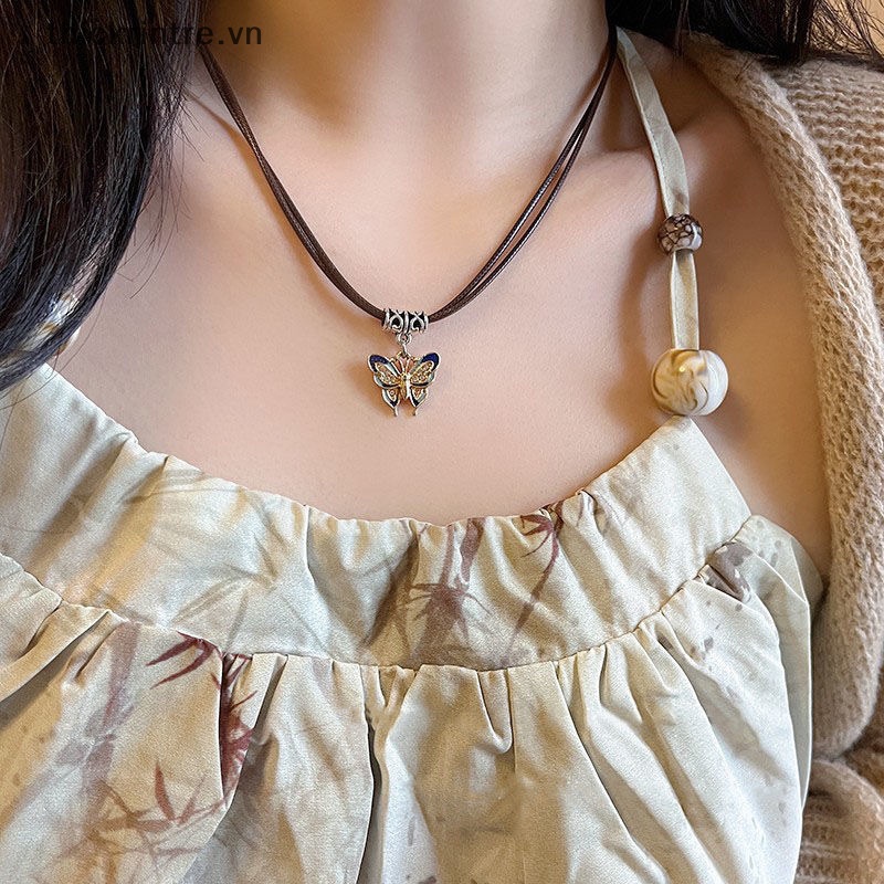 THI Phong Cách Trung Hoa Vintage Màu Mặt Dây Chuyền Vòng Cổ Hạt Dây Xích Choker Bộ Trang Sức Thời Trang Cho Nữ Quà Tặng Phụ Kiện VN