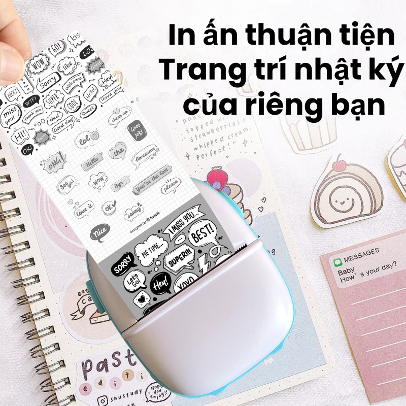 Máy in nhãn nhiệt cầm tay Mini,Máy in bỏ túi Bluetooth không dây,Android IOS Điện thoại Máy in ảnh Máy tạo nhãn